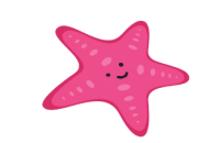 A pink star with a smiling face on it.